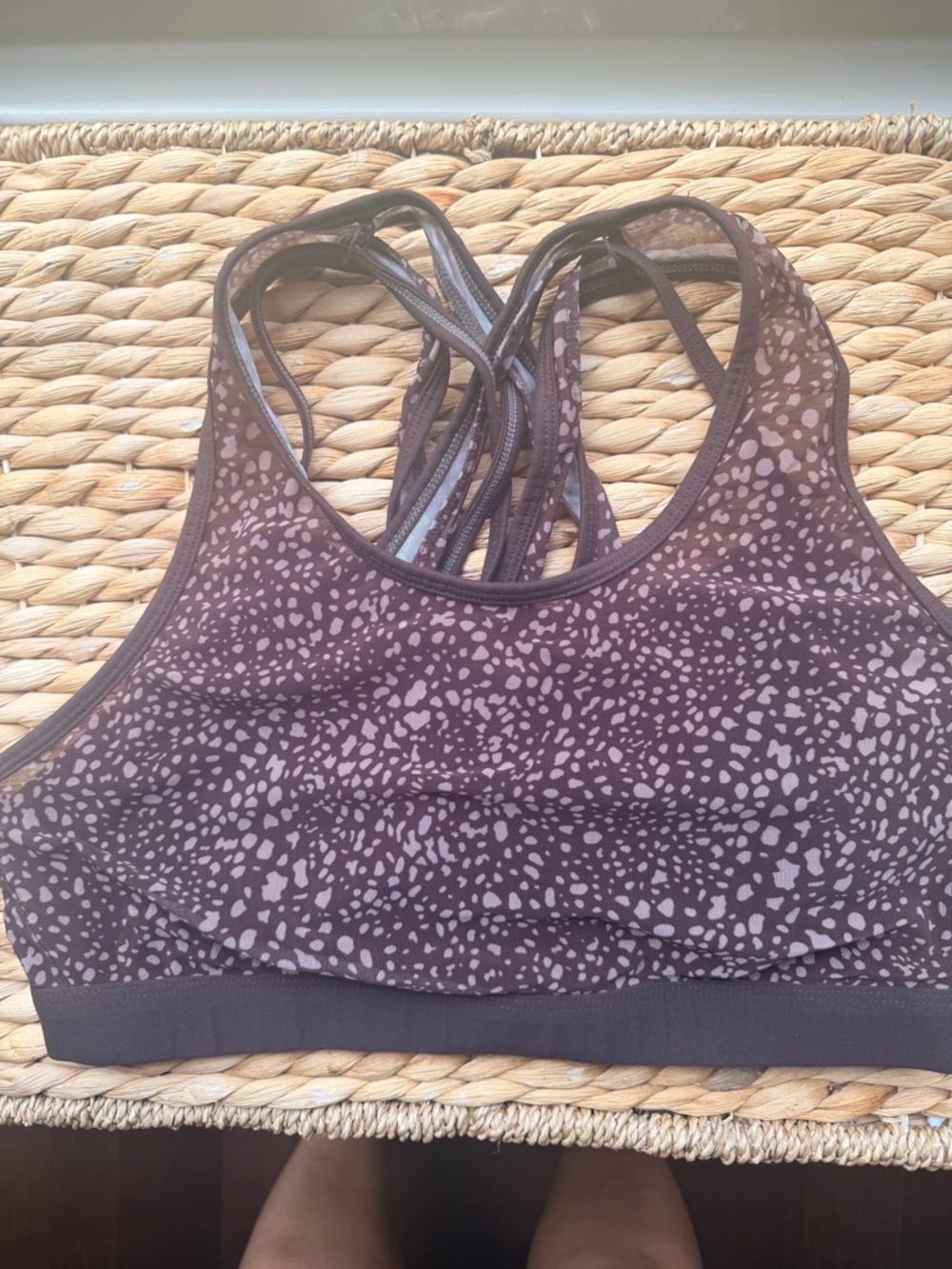 Fabletics Brown Printed Strappy Sports Bra